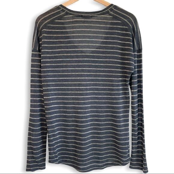Rails Sami Wool Metallic Bronze Striped V-Neck Long-Sleeve Tee - Picture 5 of 9